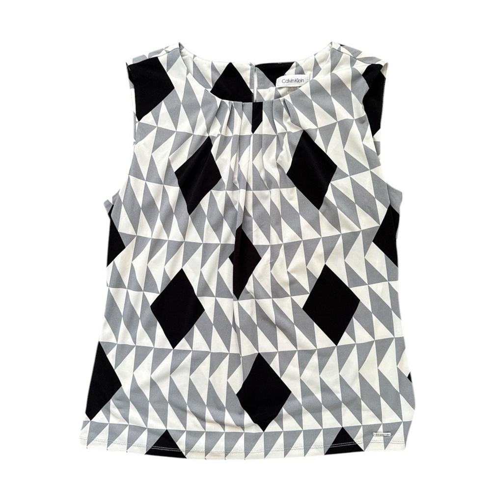 Calvin Klein Geometric Black and Gray Blouse